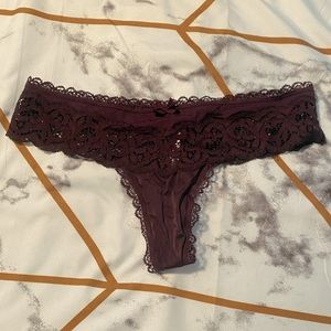 Victoria’s Secret dark purple lace thong size S